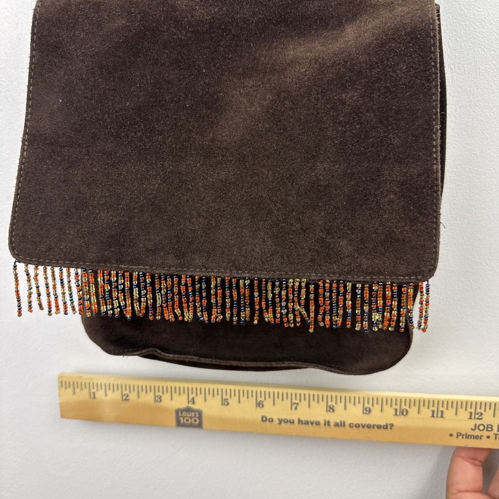 The Limited Purse Crossbody Genuine Brown Leather Beaded Work Multicolor Small - Picture 11 of 14